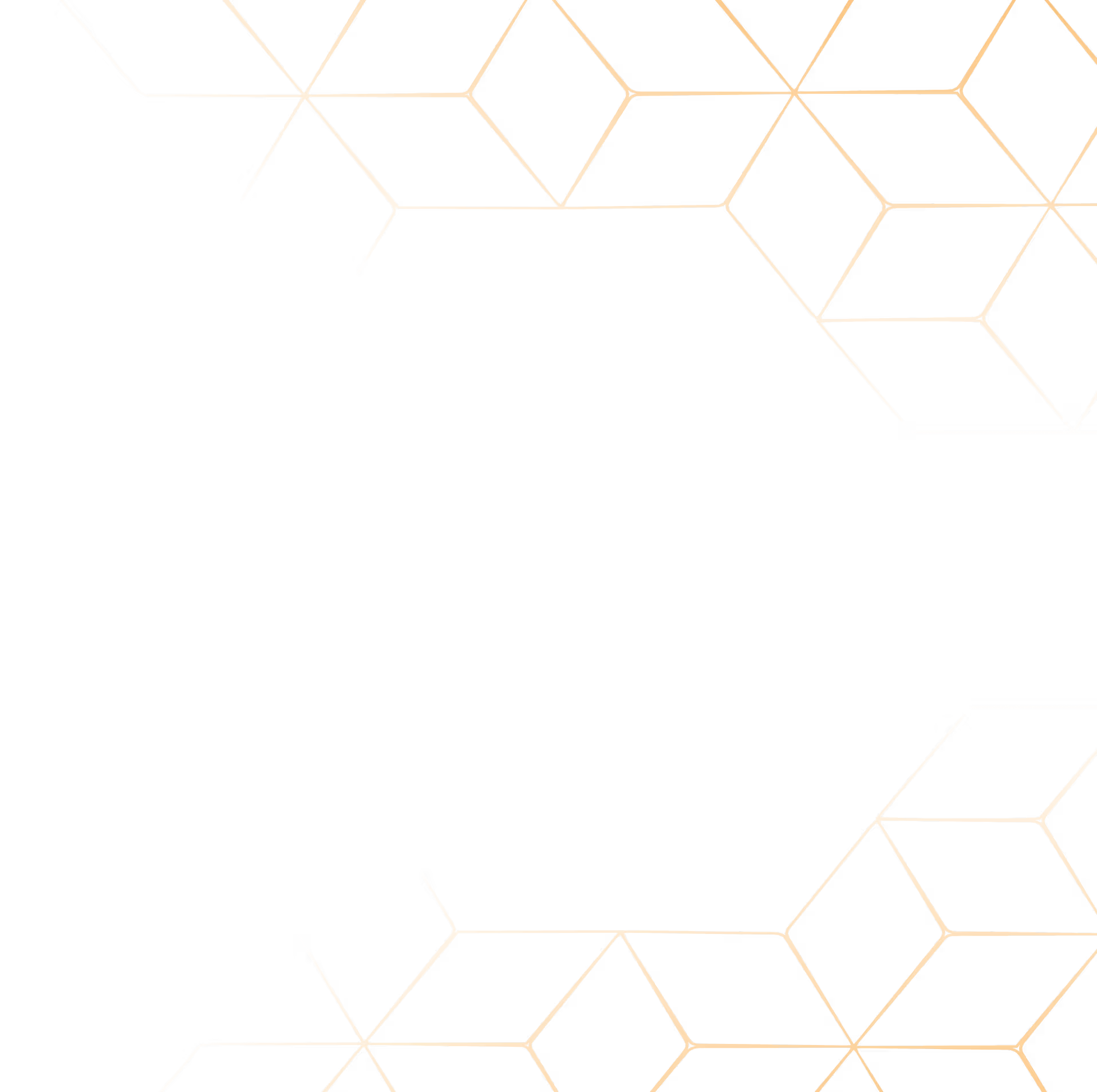 Orange geometric hexagonal pattern on black background framing empty space.